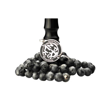 Персональный мундштук Personalka Stone с бусами из натурального камня (чёрный, серый)