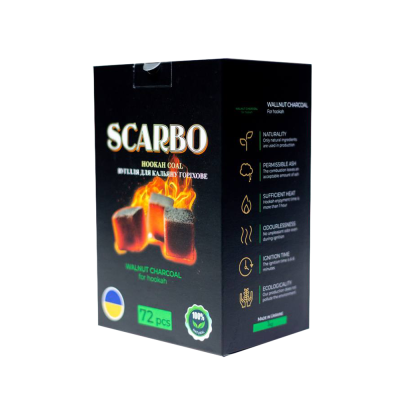 Горіхове вугілля для кальяну Scarbo (1 кг, 72 шт, р25)
