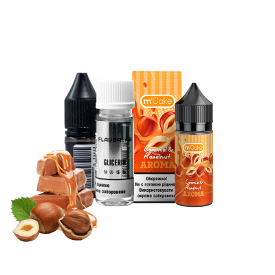 Набор для самозамеса Flavorlab M-Cake Strong Caramel & Hazelnuts (Фундук с карамелью, 65 мг, 30 мл)