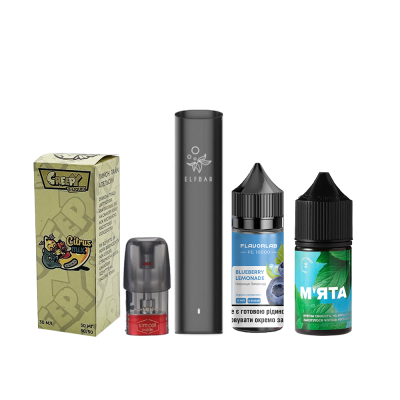 Комплект Elf Bar Mate 500 Black та стартовий набір рідин 24951 Комплект Elf Bar Mate 500 Black та стартовий набір рідин