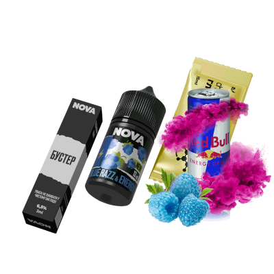 Набір для самозамішування Chaser Nova Blue Razz&Energy (Блю Разз Енергетик, 65 мг, 30 мл)