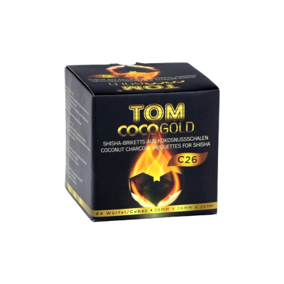 Кокосовый уголь для кальяна Tom Cococha Gold (1 кг, 64 шт, р26)