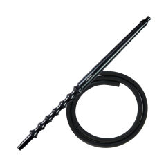 Мундштук для кальяну з дерева Karma Hookah Black Gloss + шланг Soft Touch (Чорний глянсовий)