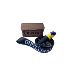 Персональный мундштук из керамики Gusto с ленточкой Gusto Life (Жёлто-синий)