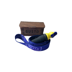 Персональный мундштук из керамики Gusto с ленточкой Gusto в рамке (Жёлто-синий)