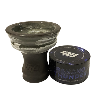 Глиняна чаша 420 (сіра) + тютюн Banano Thunder (25 г)