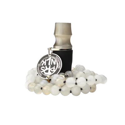 Персональний мундштук Personalka Stone з намистами з натурального каменю (сірий)