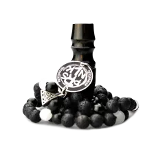 Персональный мундштук Personalka Stone с бусами из натурального камня (Чёрный, Золото)