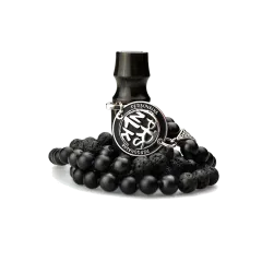 Персональний мундштук Personalka Stone з намистами з натурального каменю v2 (Чорний, Золото)