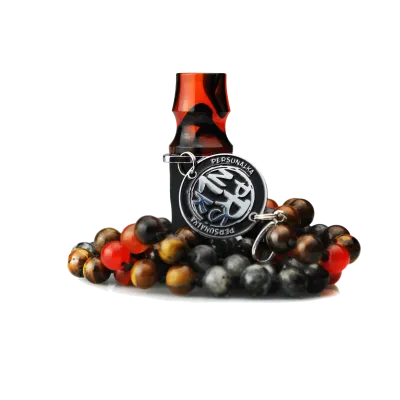 Персональний мундштук Personalka Stone з намистами з натурального каменю (Сірий, Помаранчевий)