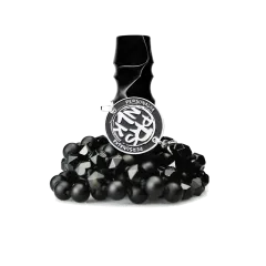 Персональный мундштук Personalka Stone с бусами из натурального камня (Чёрный с белыми линиями)