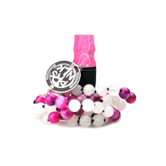 Персональный мундштук Personalka Stone с бусами из натурального камня (Розовый с белыми линиями)